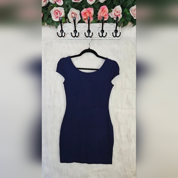 Zara Collection Bodycon Bright Navy Low Back Mini Dress - Picture 1 of 6